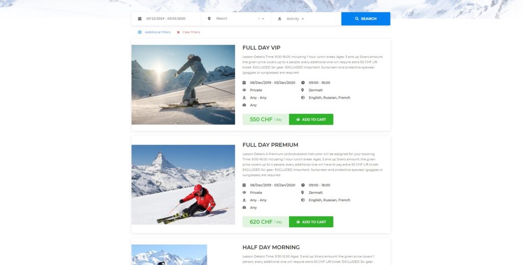 SSMS Ski School Software Online Shop